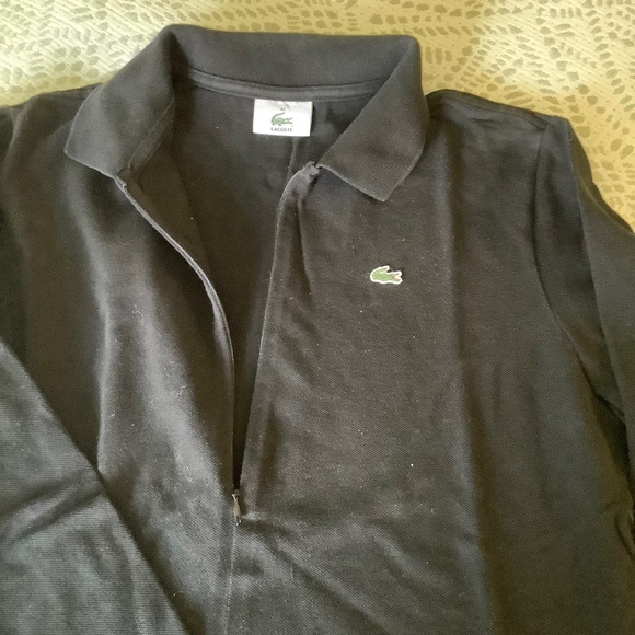 Black 3/4 zip Lacoste Long Sleeve Polo Sz 42 - Picture 4 of 8